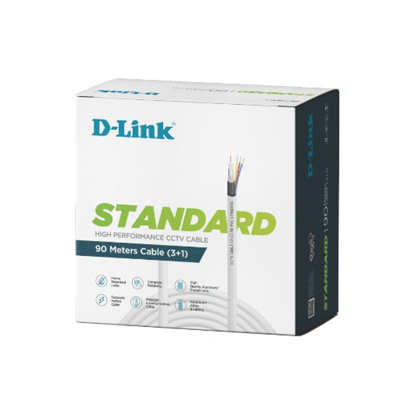 D-Link 90 Meter Standard CCTV Cable (3+1) | High Performance Copper Surveillance Cable
