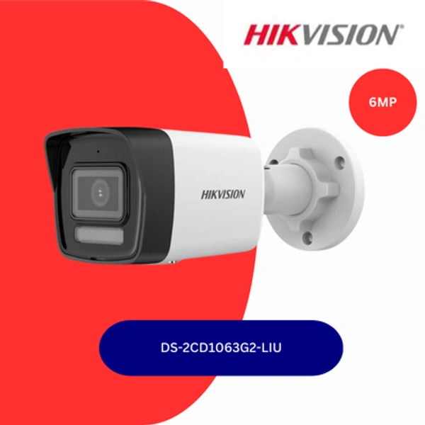 HikVision 6 MP Smart Hybrid Light Fixed Bullet Network Camera (DS-2CD1063G2-LIU)