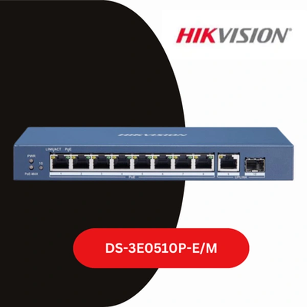 HikVision 8 Port Gigabit Unmanaged POE Switch (DS-3E0510P-E/M)