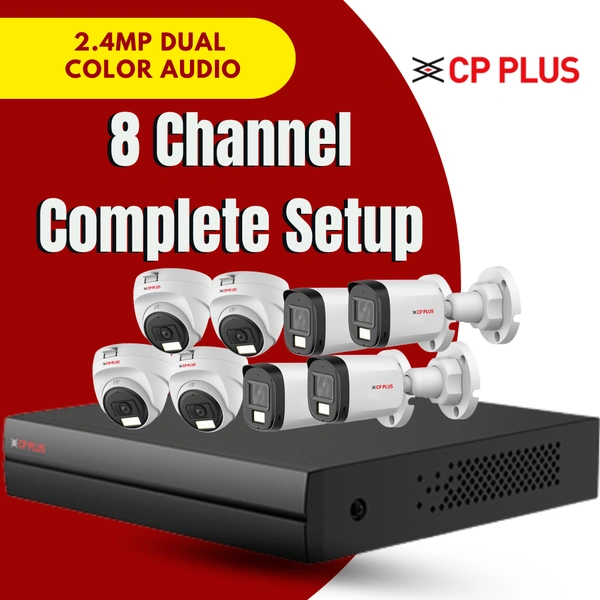 CP Plus Cp Plus 2.4MP 8 channel dual color with audio Setup - 500GB Hard Disk