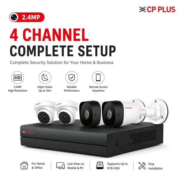 CP Plus 2.4MP 4 cahnnel Setup - 500GB Hard Disk