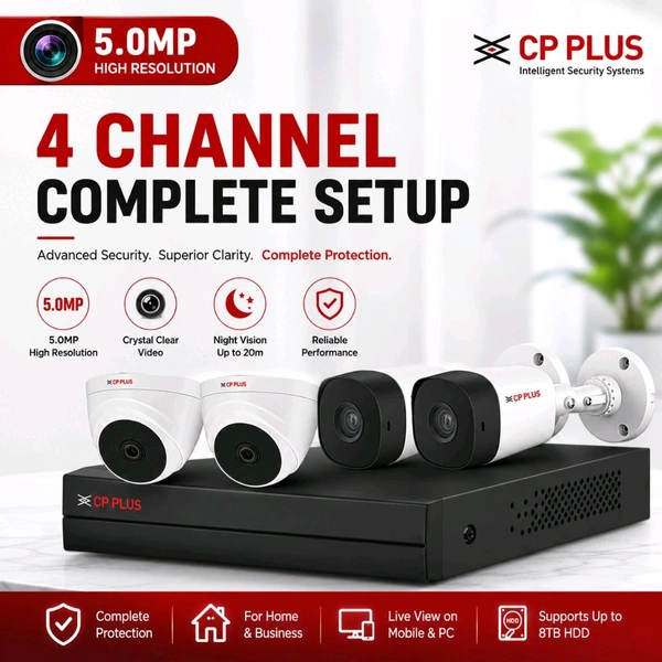 CP Plus Cp Plus 5.0MP 4Channel Complete Setup - 1TB Hard Disk