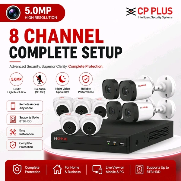 CP Plus Cp Plus 5.0MP 8Channel Complete Setup - 2TB Hard Disk