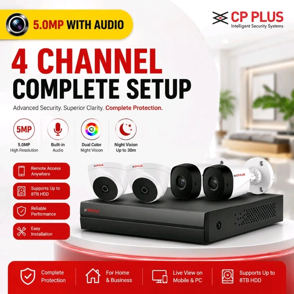 Cp Plus 5.0MP 4 channel with audio Setup