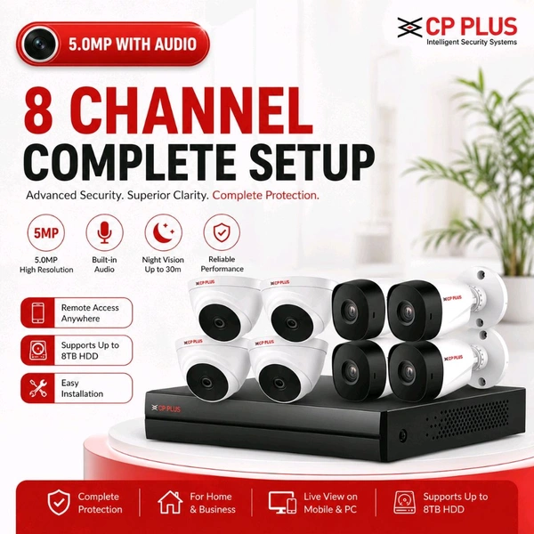 Cp Plus 5.0MP 8 channel with audio Setup