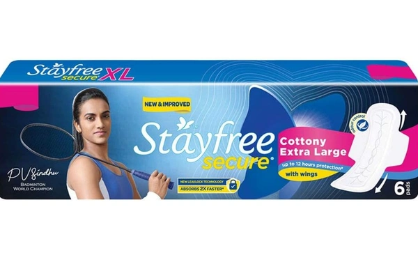 Stayfree Secure Dry Cover With Wings - Pack of 6 (Extra Large) Goshop.in