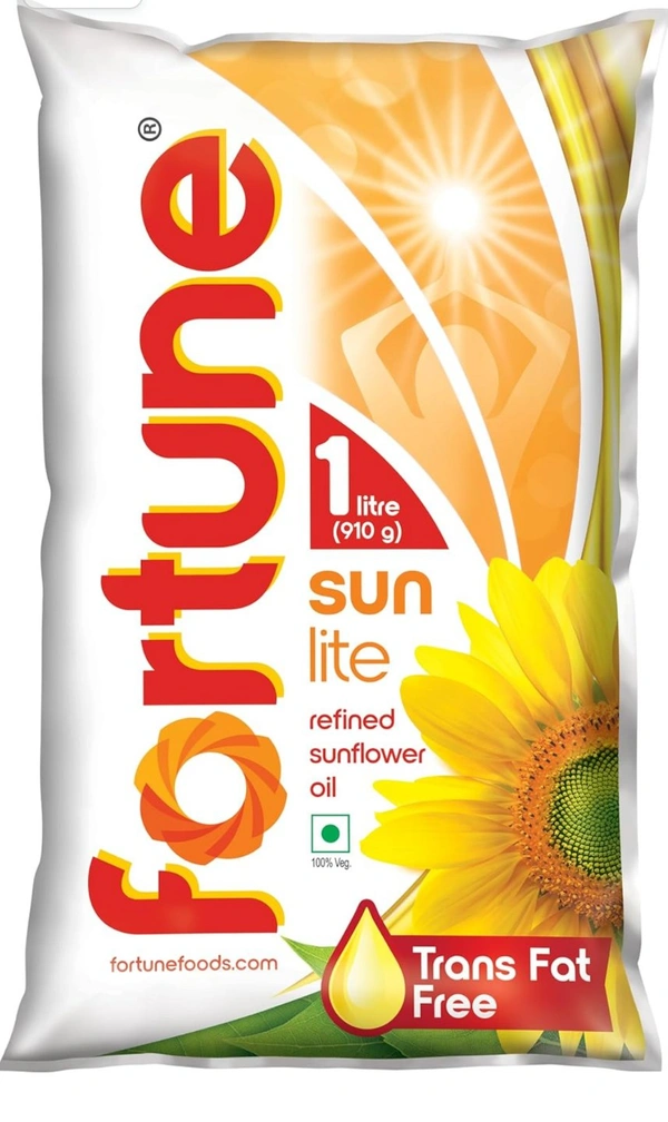 Fortune Sunlite Refined Sunflower Oil, 1L Goshop.in