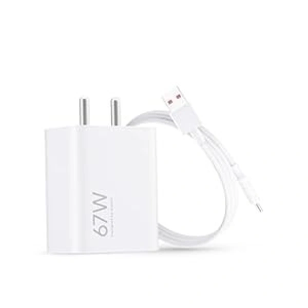 MI Mi Xiaomi Original 67W Fast Charger Combo/Rapid Charging with Qualcomm Quick Charge 3.0. Includes USB Type-C 6A Fast Charge Cable. Compatable with mobiles, laptops, and Power Banks - White, 67W