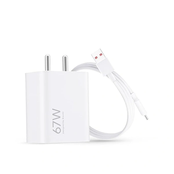 MI Mi Xiaomi Original 67W Fast Charger Combo/Rapid Charging with Qualcomm Quick Charge 3.0. Includes USB Type-C 6A Fast Charge Cable. Compatable with mobiles, laptops, and Power Banks - White, 67W