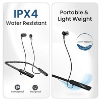 Portronics Harmonics Z10 in Ear Bluetooth Headphone with Mic, 35Hour Playtime,10mm Driver, Magnetic Earbuds, Voice Assistant, Bluetooth 5.3V, IPX4 Water/Sweat Resistance, Type C Fast Charging - Black