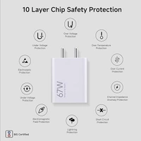 MI Mi Xiaomi Original 67W Fast Charger Combo/Rapid Charging with Qualcomm Quick Charge 3.0. Includes USB Type-C 6A Fast Charge Cable. Compatable with mobiles, laptops, and Power Banks - White, 67W