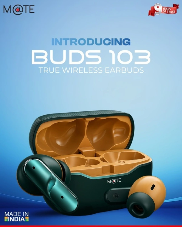 Mate Buds 103, Environment Noise Cancellation, 300mAh Battery, Bluetooth 5.4v, Water & Dust Resistance, Type C Charging Port, Play Time 50 Hours, One-Touch Pairing, IPX4, Touch Controls Earbuds. - Green, Airbuds