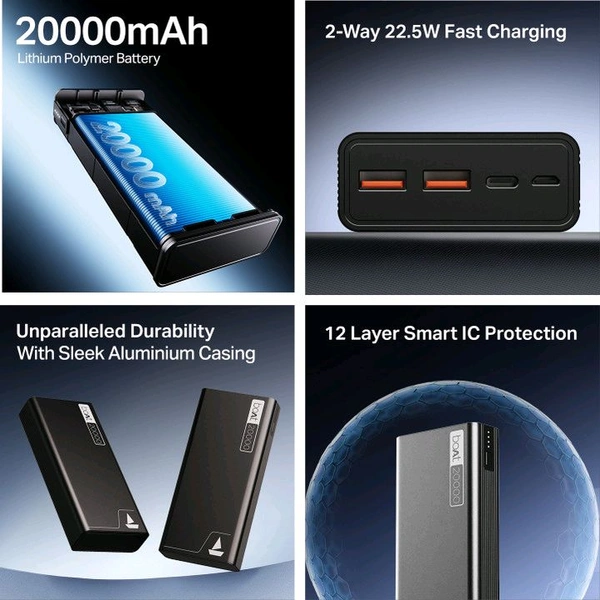 boAt PB400 20000 mAh 22.5 W Power Bank - Steel Blue, 20K