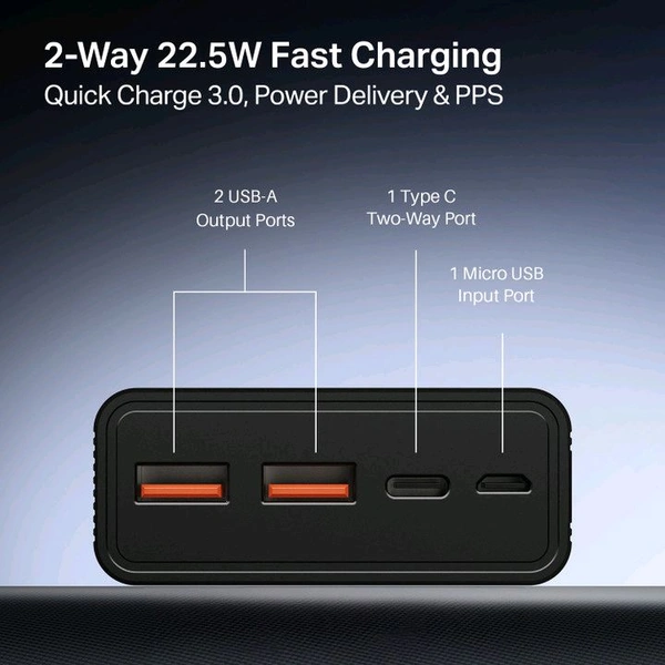 boAt PB400 20000 mAh 22.5 W Power Bank - Steel Blue, 20K