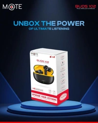 Mate Buds 102, Bluetooth 5.4v, 300mAh Battery, Touch Controls, One-Touch Pairing, IPX4, Water & Dust Resistance, Type C Charging Port, Environment Noise Cancellation. - Black, Airbuds