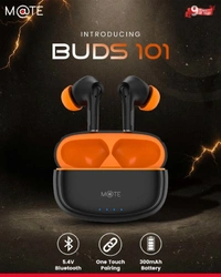 Mate Buds 101, Bluetooth 5.4v, 300mAh battery, touch controls, one-touch pairing, IPX4, water & dust resistance, environment noise cancellation. - Black, Airbuds