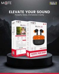 Mate Buds 101, Bluetooth 5.4v, 300mAh battery, touch controls, one-touch pairing, IPX4, water & dust resistance, environment noise cancellation. - Black, Airbuds