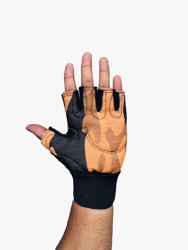 Body Smith Unisex Camo Mustard Gym Gloves for with Wrist Support - One Size, Luxor Gold