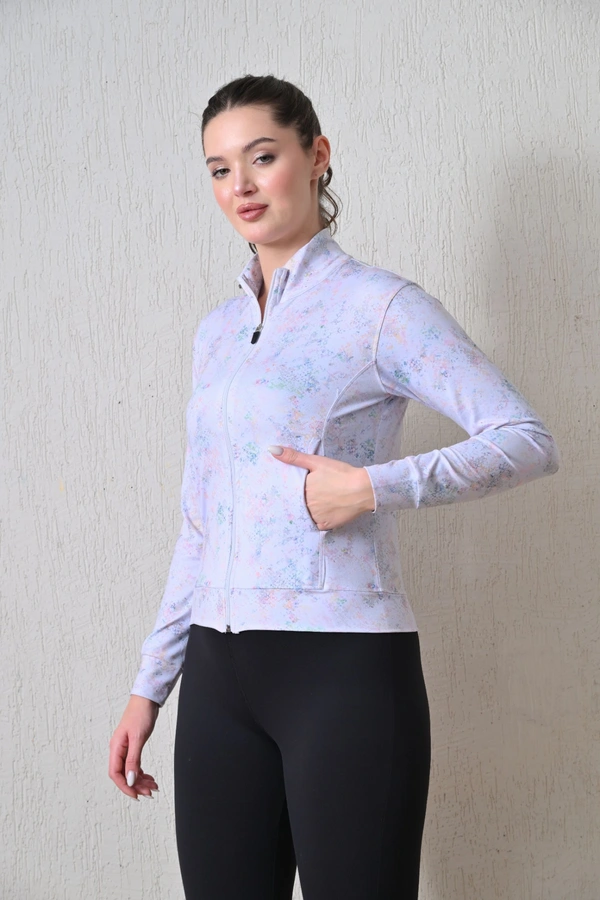 Body Smith Women Solid Full Sleeves Print Abstract White Zipper Jacket