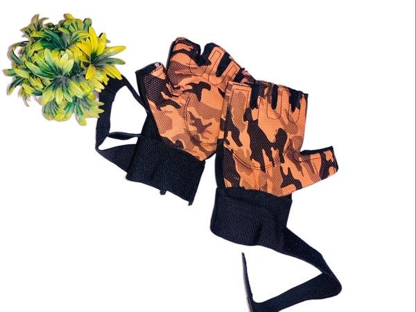 Body Smith Unisex Camo Mustard Gym Gloves for with Wrist Support - One Size, Luxor Gold