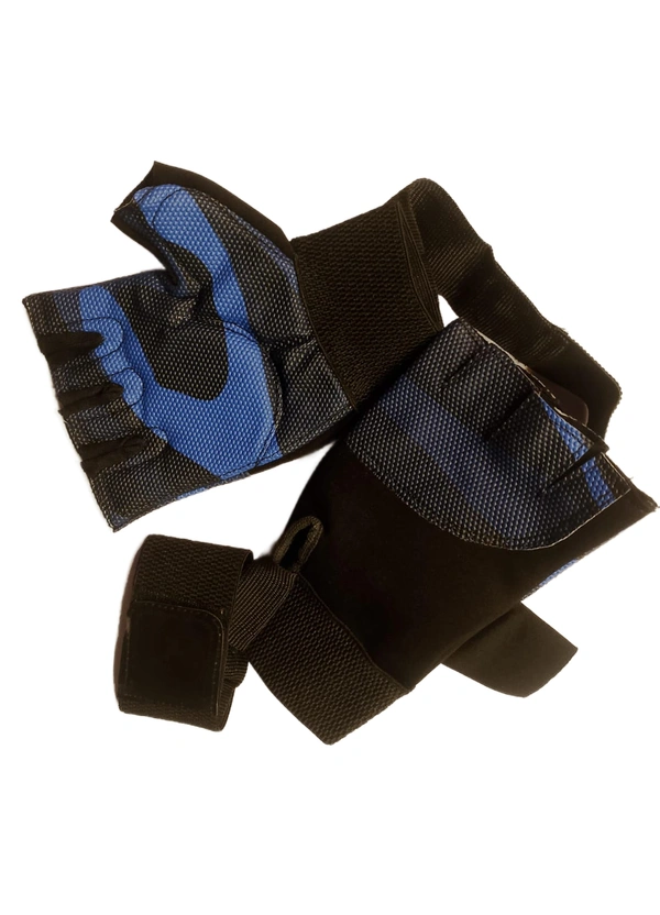 Body Smith Unisex Camo Navy Blue Gym Gloves for with Wrist Support - One Size, Persian Blue