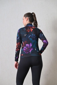Body Smith Women Solid Full Sleeves Abstract Lotus Print Black Zipper Jacket - XL, Black