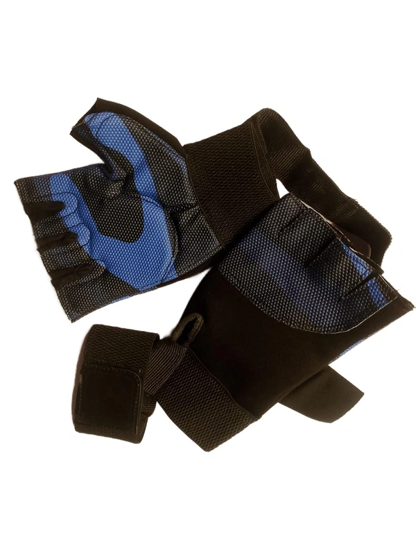 Body Smith Unisex Camo Blue Gym Gloves for with Wrist Support - One Size, Persian Blue