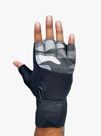 Body Smith Unisex Camo Grey Gym Gloves for with Wrist Support - One Size, Gray