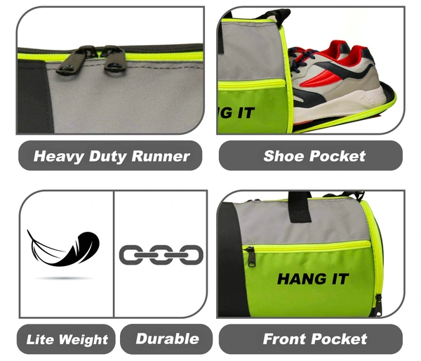 Body Smith Premium Gym Duffle Bag with Shoe Compartment - One Size, Green