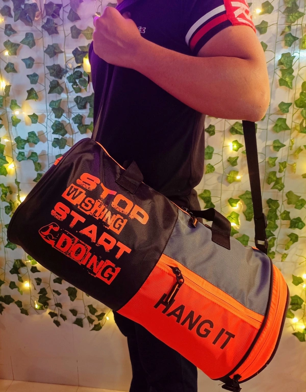 Body Smith Premium Gym Duffle Bag with Shoe Compartment - Web Orange, One Size