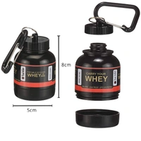 Body Smith Portable Protein or Supplement Powder Carrying Funnel and Container with Key-Chain |Carry Single serving protein supplement Upto 33 grams - Black, One Size