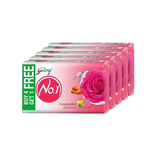 Godrej No.1 Rosewater & Almonds Soap 4x100 g