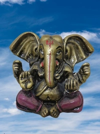 PJH Ganesha Idol  I Shree Gajanand Ganpati Murti Vinayak  I Poly Fibre Resin Statue for Home Temple, Living Room Decor, Office Desk, Festival Gifts  - 4", Polyresin, Box
