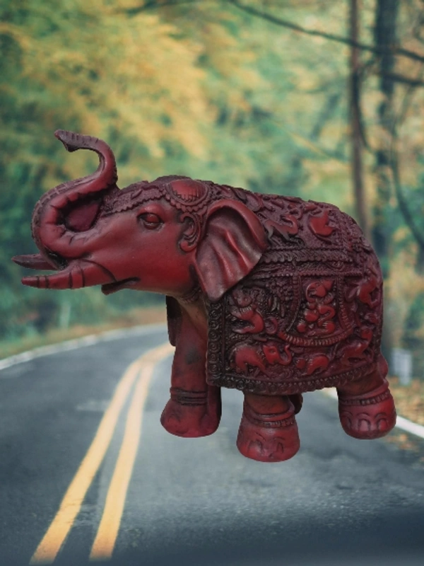 PJH Polyresin Trunk-Up Elephant - Symbol of Good Fortune, Lucky Elephant Figurine .  -