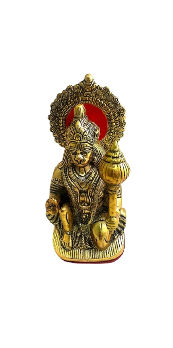 PJH Hanuman - L 5 X B 4 X H 10 Inch, White Metal, 1324 Gms., Box, Golden