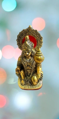PJH Hanuman - L 5 X B 4 X H 10 Inch, White Metal, 1324 Gms., Box, Golden