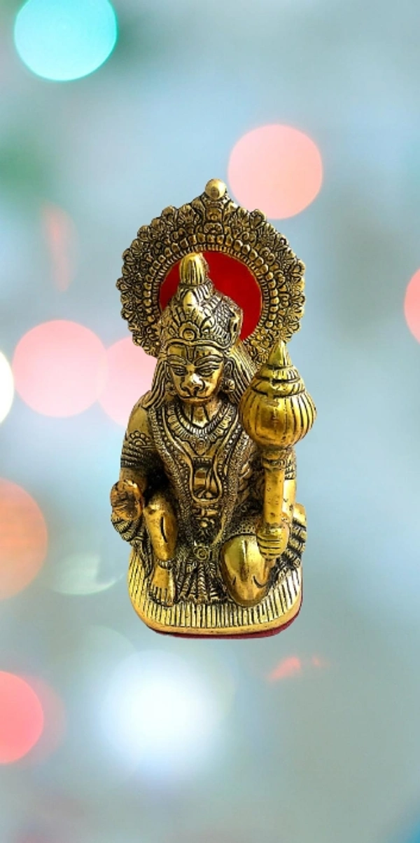 PJH Hanuman - L 5 X B 4 X H 10 Inch, White Metal, 1324 Gms., Box, Golden