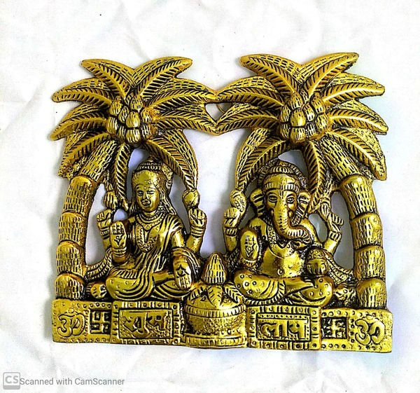 PJH Khajoor Laxmi Ganesh - White Metal, Box, Golden