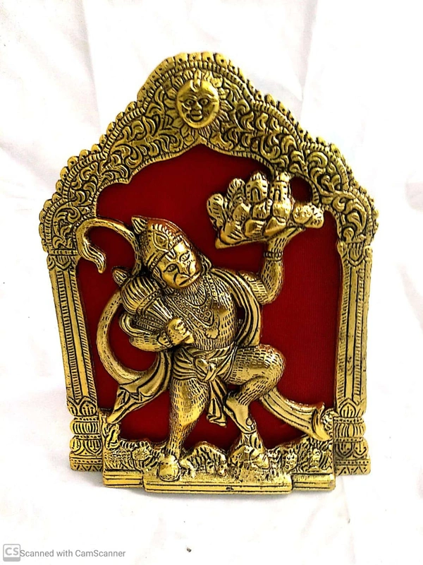 PJH Hanuman - 7 × 8.5 inches., White Metal, Box, Golden