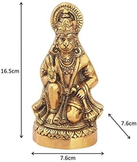 PJH Blessing Hanuman  - 3 × 3 × 6.5 Inches., White Metal (Aluminium), Box, Golden