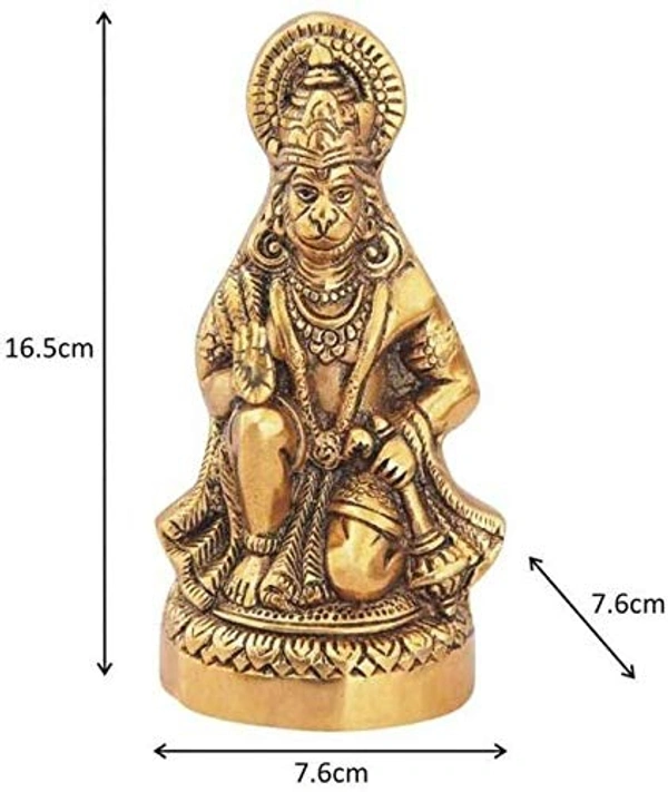 PJH Blessing Hanuman  - 3 × 3 × 6.5 Inches., White Metal (Aluminium), Box, Golden