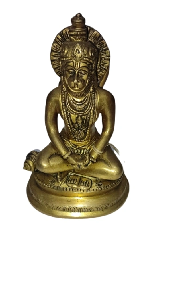PJH Meditating Hanuman Idol | Bajrangbali Sitting Murti for Pooja Room | Hanuman Ji Statue for Home & Office Decor |  - Brass, 1230 gms.