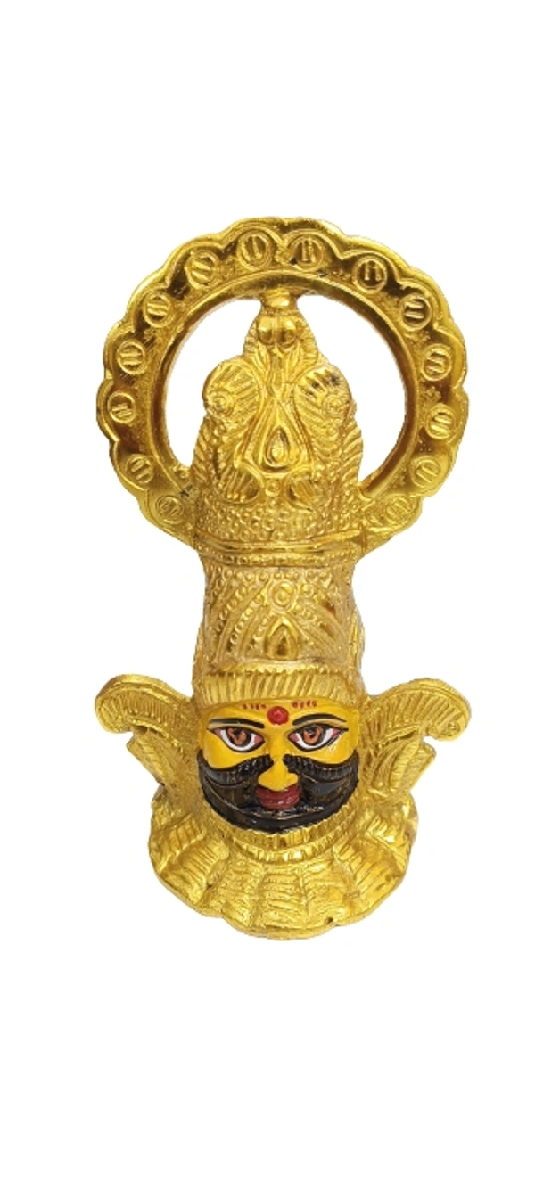 PJH Khatu Shyam Ji  - 7.5 × 7.5 × 15 cms., White Metal, Golden
