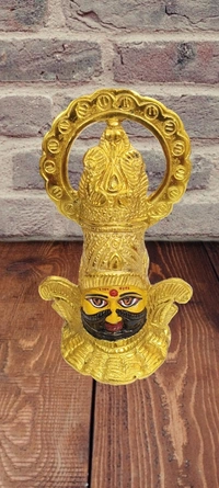 PJH Khatu Shyam Ji  - 7.5 × 7.5 × 15 cms., White Metal, Golden