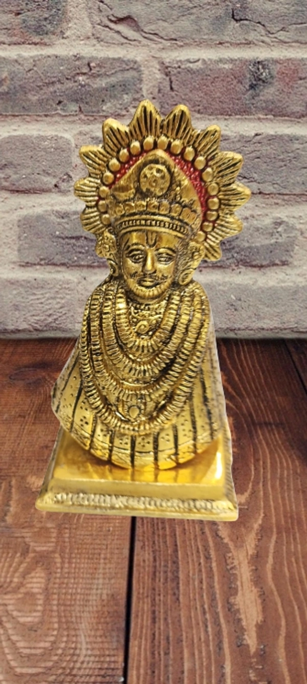 PJH Khatu Shyam Ji  - 6.5 × 3.5 × 3 Inch., White Metal, 350 Gms., Box, golden