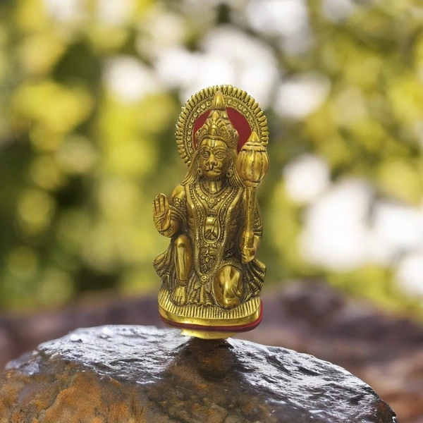 PJH Hanuman - L 5 X B 4 X H 10 Inch, White Metal, 1324 Gms., Box, Golden