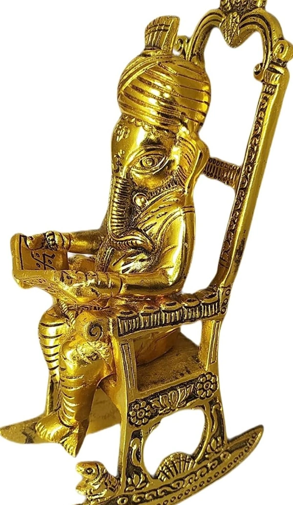 PJH Chair Ganesh - White Metal, 350 Gms.