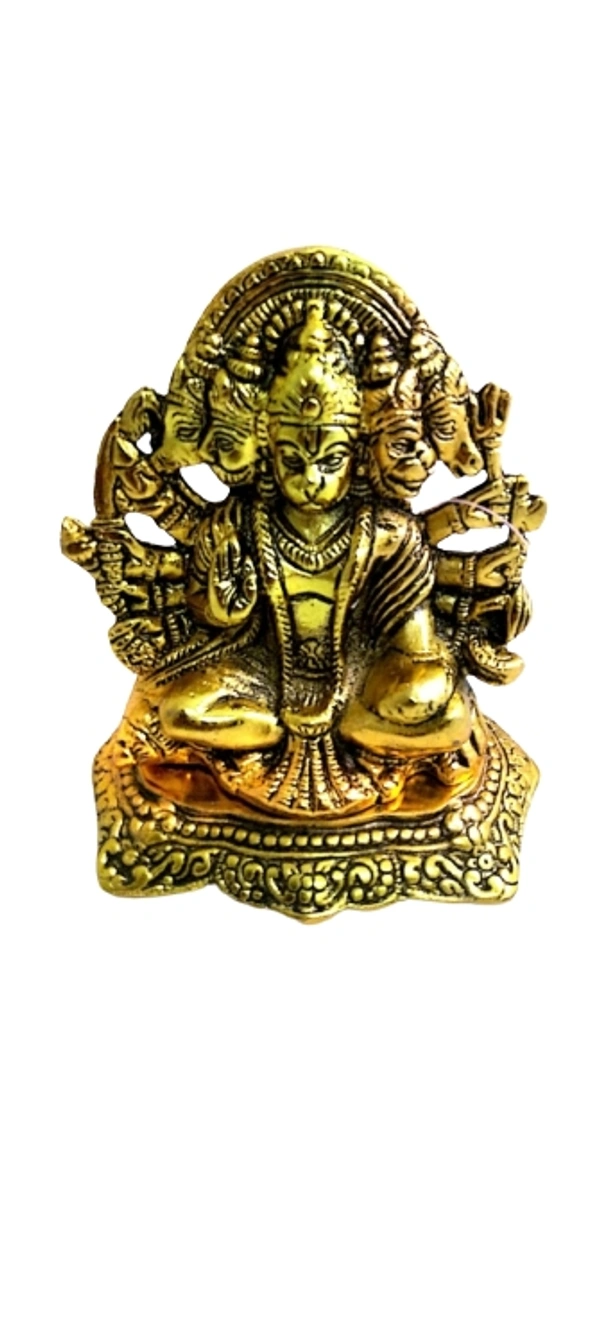 PJH Panchmukhi Hanuman  - White Metal, Box, Golden