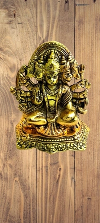 PJH Panchmukhi Hanuman  - White Metal, Box, Golden