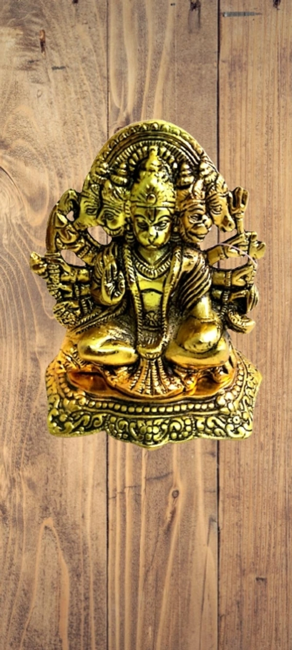 PJH Panchmukhi Hanuman  - White Metal, Box, Golden